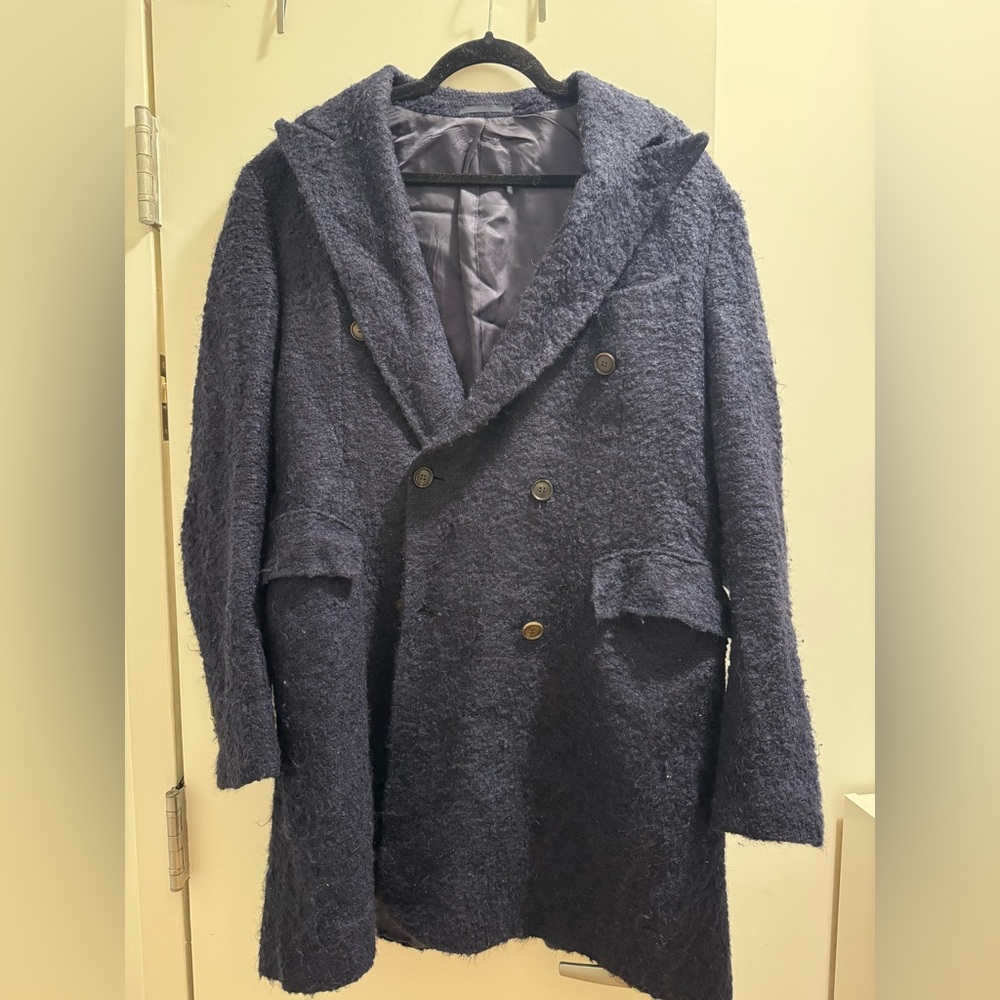 Elegant Double-Breasted Navy Pea Coat